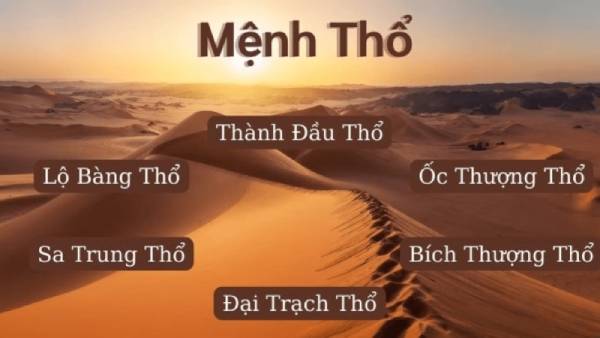 Trong ngũ hành mệnh Thổ được chia thành 6 nạp âm cơ bản